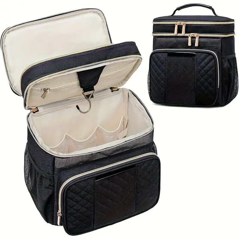 Large Capacity Nylon Toiletry Bag with Multiple Compartments- Heavy Duty Travel Organizer for Women and Men, Suitable for Gym, Camping, Cruise, Pink, Fitness Essentials, Compact Design, Durable Structure, College Students, To