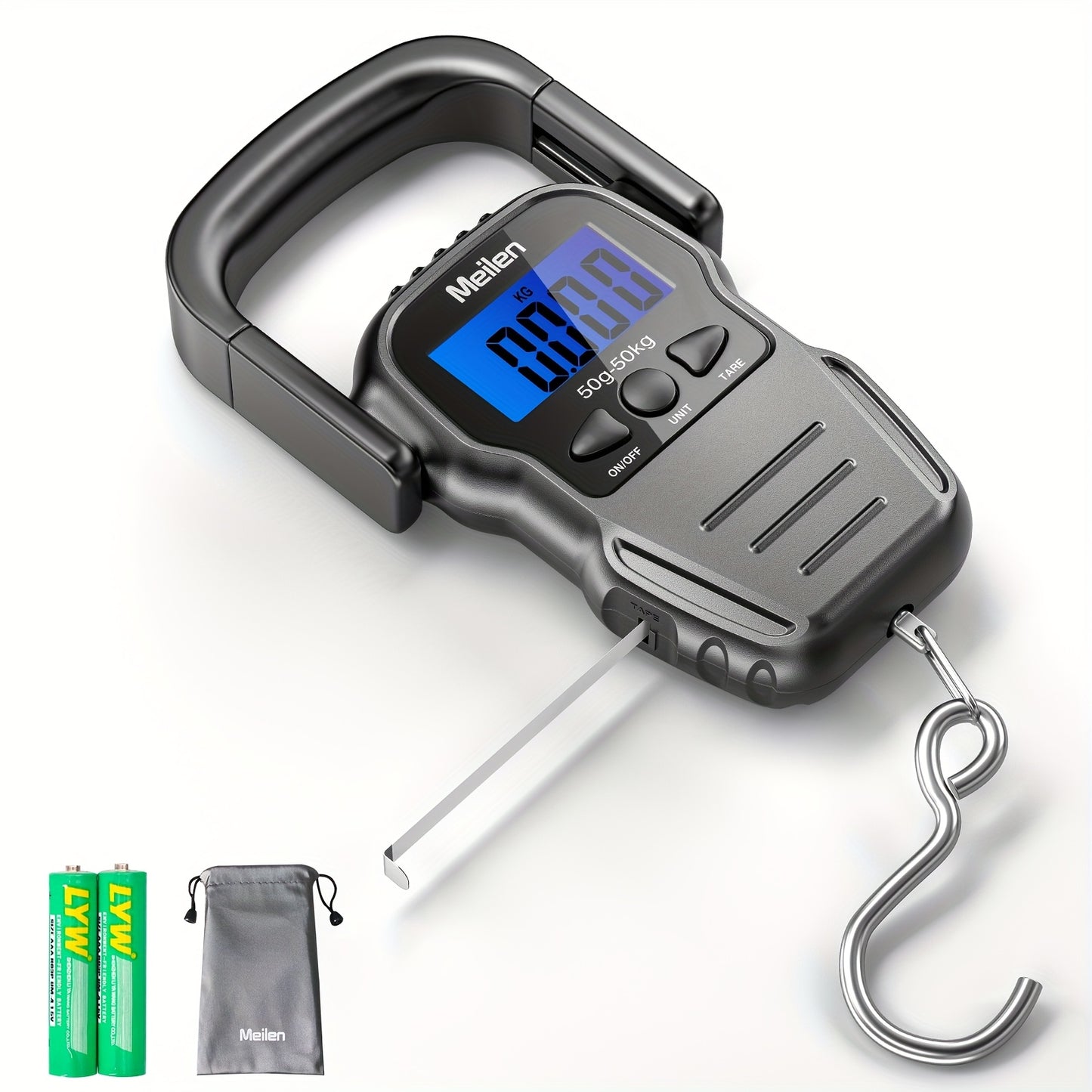 Great Christmas Gifts-Portable Scale 110 Lbs/50kg Hanging Fishing Scale with Backlit LCD Display, Luggage Scale with Hook, Suitable for Outdoor Fishing, Shopping In The Mall, And Travel Luggage.