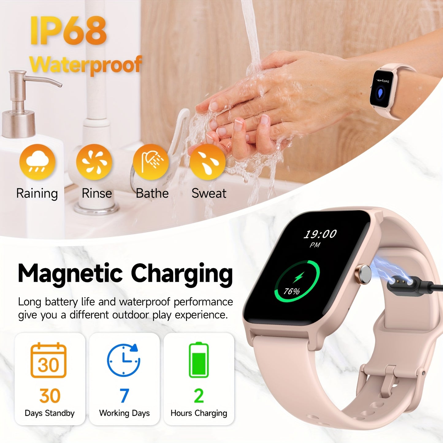 FUVEHA Smartwatch Gift for Men And Women, 1.8" HD Full Touch Screen, Make & Receive Calls, Message Notifications, 100+ Sports Modes, Lightweight & Breathable.Built-in Alexa, Compatible with Android And for iPhone.Perfect Gift