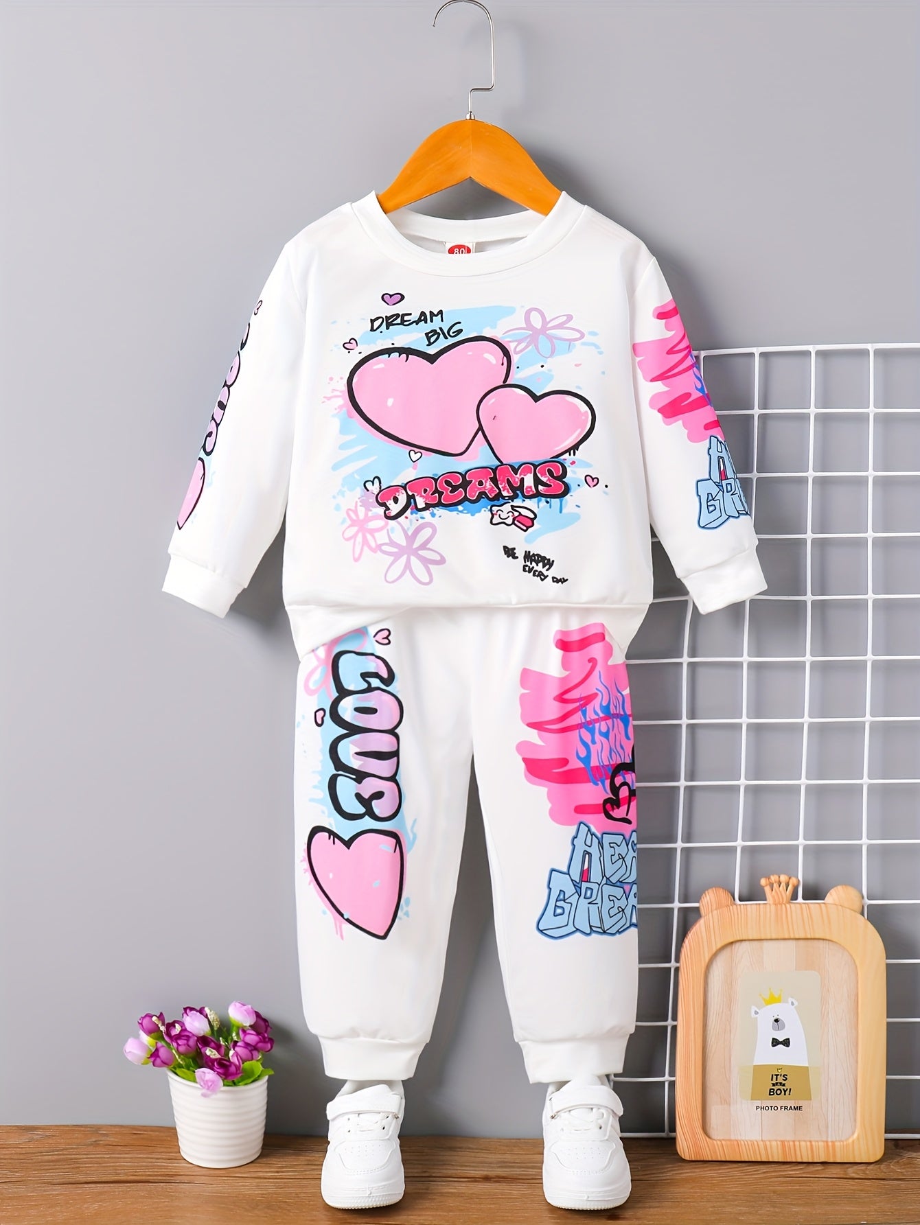 Baby Girl Outfit Set 4pcs Newborn Pants Set Suitable for 0-4 Years Old, Perfect for Outdoor