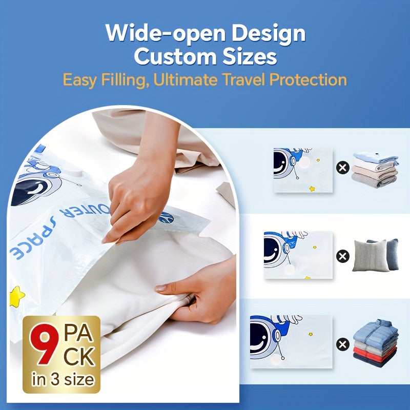 SXOSIS Upgradable Storage Bag Set - 9/15/16 Compressible Bags + 36.98 gal/min High-Power Rechargeable Wireless Air Pump, Space-Saving Travel Essential for Luggage, Clothing