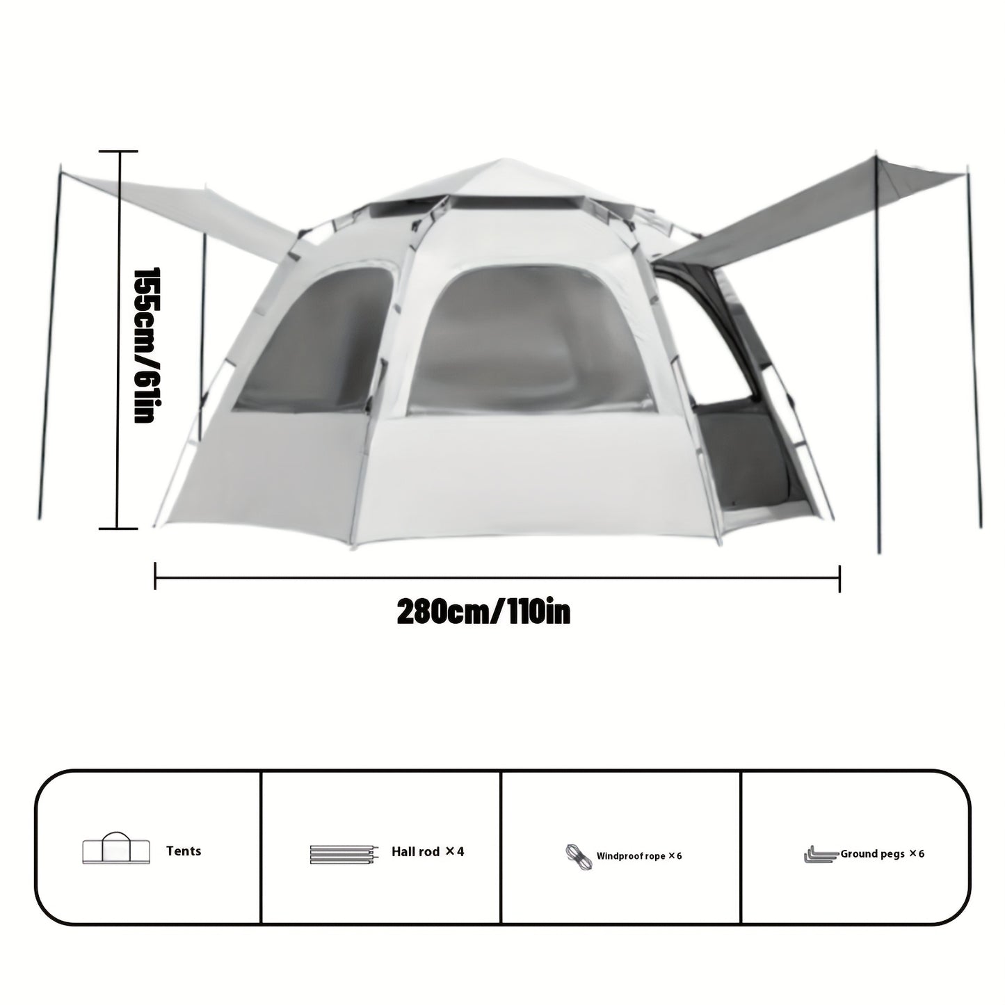 4-6 Person Camping High Quality, Windproof, And Tents, The Hexagonal Structure Is More Stable, Easy to Set Up, Lightweight Camping Tent, Carpa, Outdoor Essentials, Suitable for Family Travel, Outdoor Camping, Hiking Trips, Br