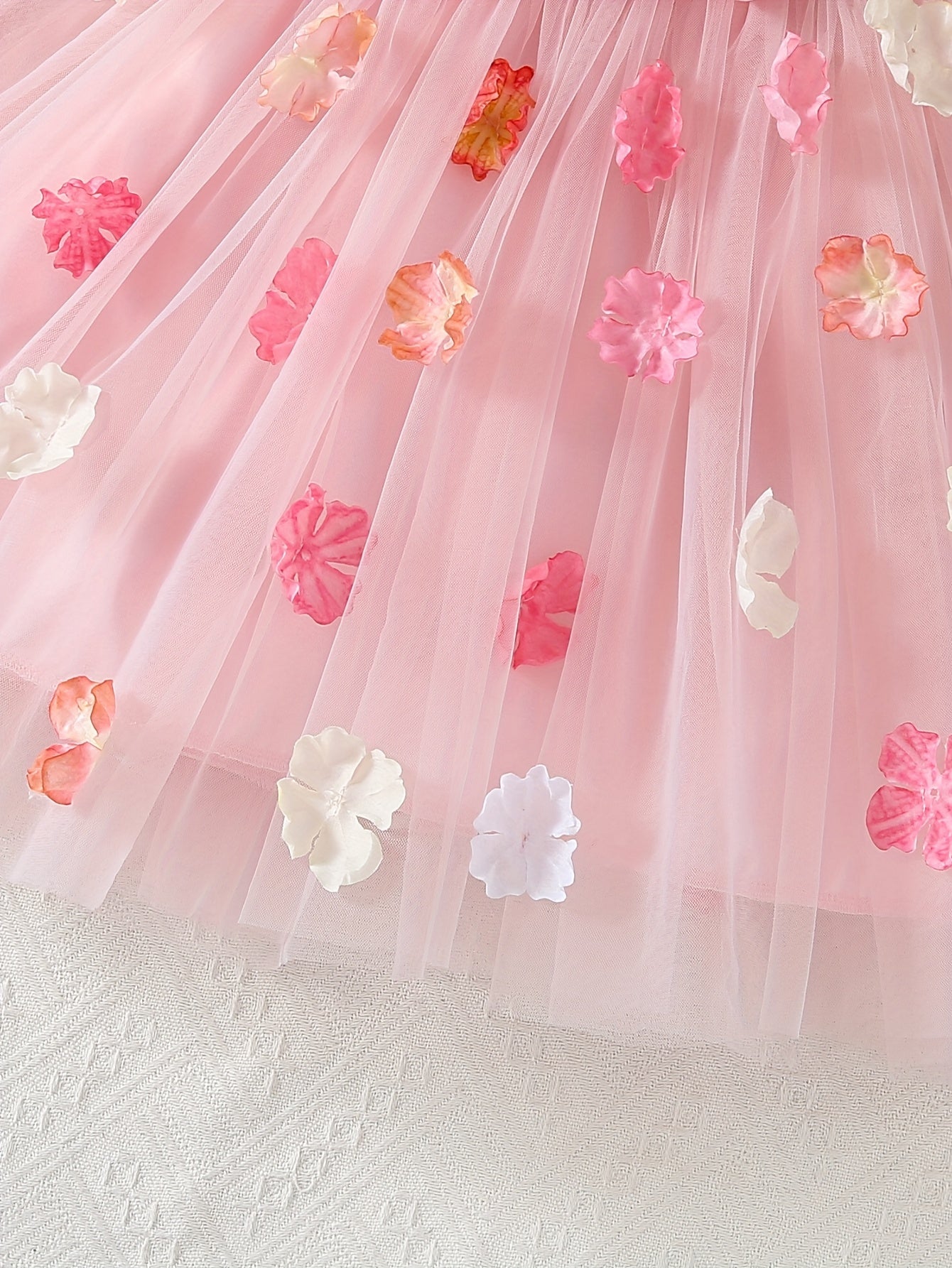 Hello Kitty Winter Party Dress For Girls 3D Flower Bow Print Pink Princess With Puffy Sleeves Machine Washable