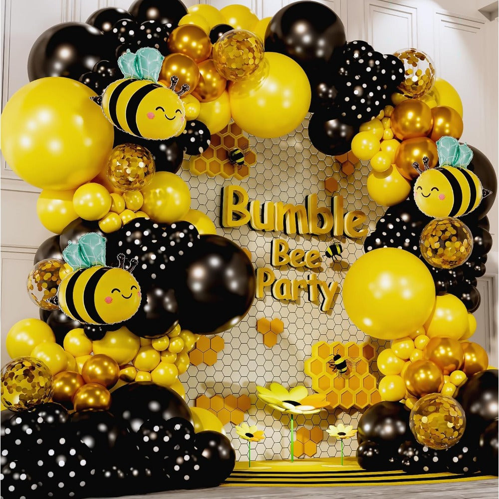Bee Balloon Arch Wreath Kit with Yellow & Black Balloons - Bee-Themed Party Decorations for Bee Parties, Birthdays, Weddings, Showers, New Year, Christmas - Balloon Arch and Wreath for honeybee Celebrations