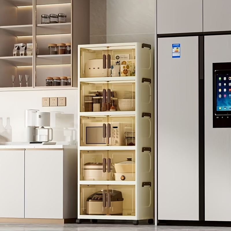 3-4-5 Layer Folding Storage Cabinet With Lid And Wheels