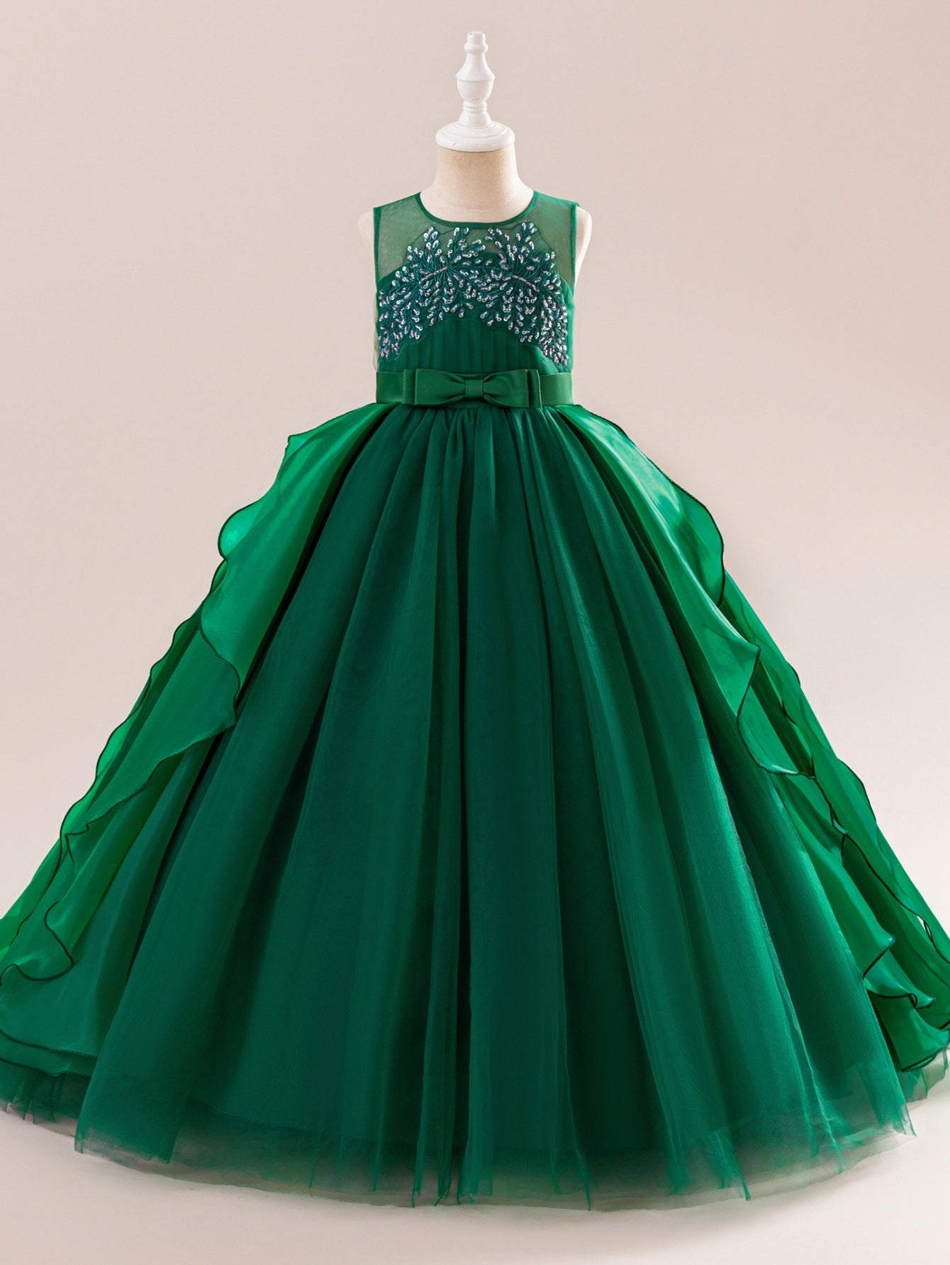 Tulle Flower Girl Dress With Embroidery And Bow Detail For Weddings
