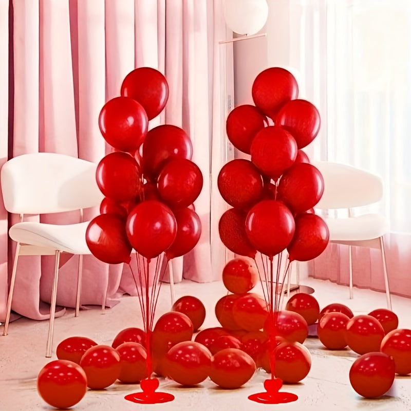 Valentine Balloon Tree Kit 2pcs With Red Latex Balloons And 18 Inch Red Heart Balloon For Valentines Day Wedding Set
