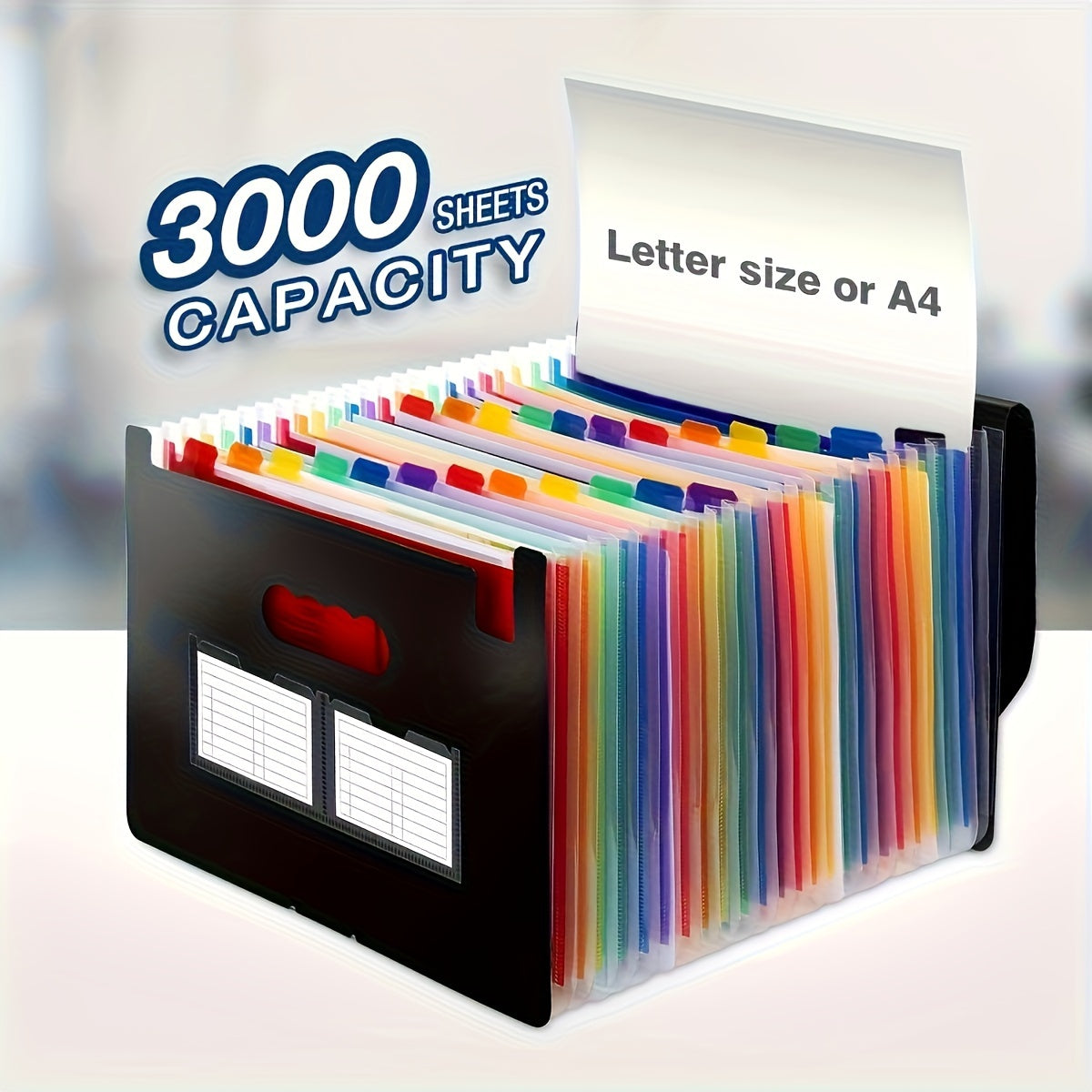 2 Pieces 24 Pockets A4 Accordion Folder 24 Grids Multi Functional Flip File Storage Bag For Office And School