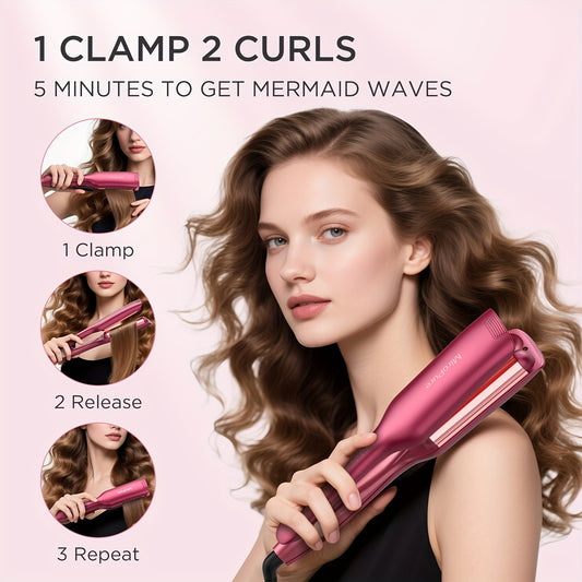 Miropure Ionic Hair Curling Iron Dual Voltage 2-Barrel Ceramic Waver