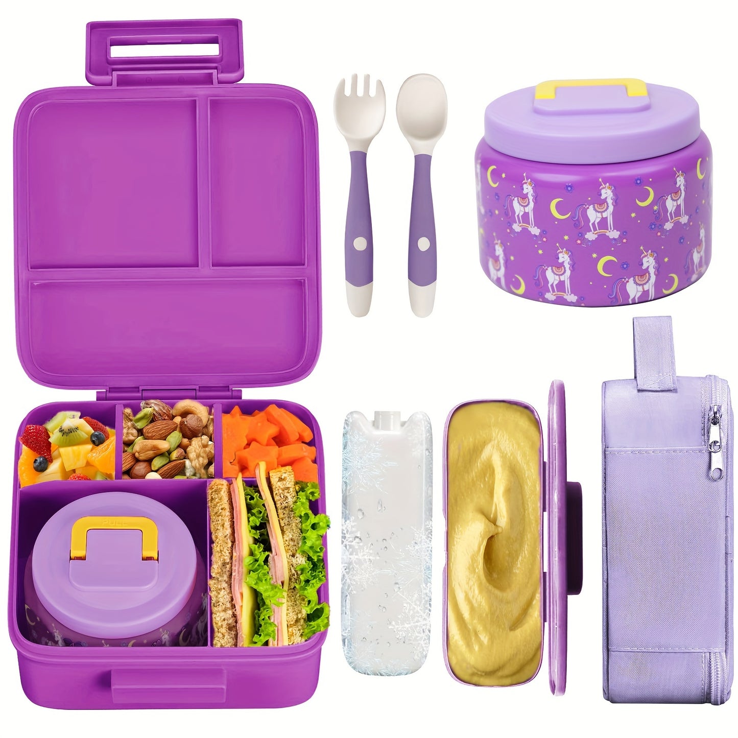 Leak-Resistant Bento Lunch Boxes Set Stainless Steel 5 Compartments