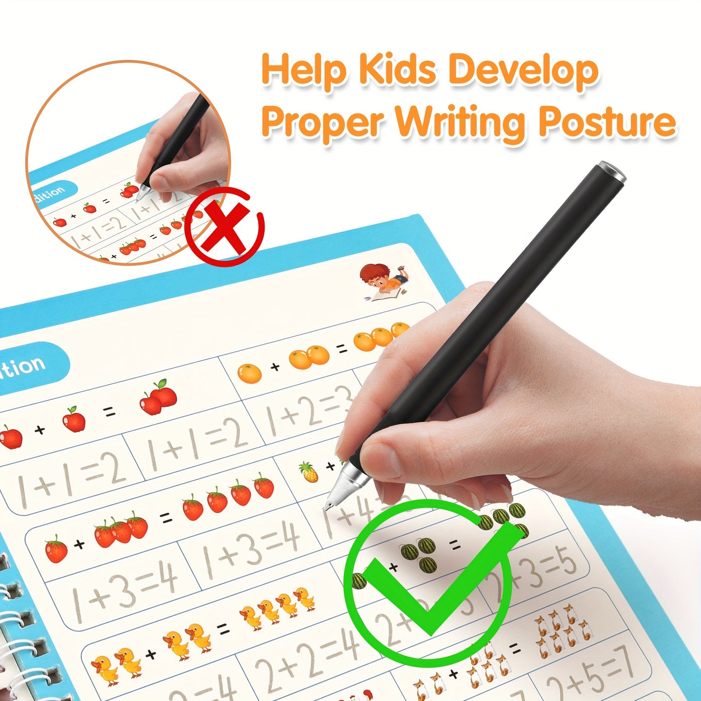 Upgraded 3D Groove Handwriting Practice Book For Kids