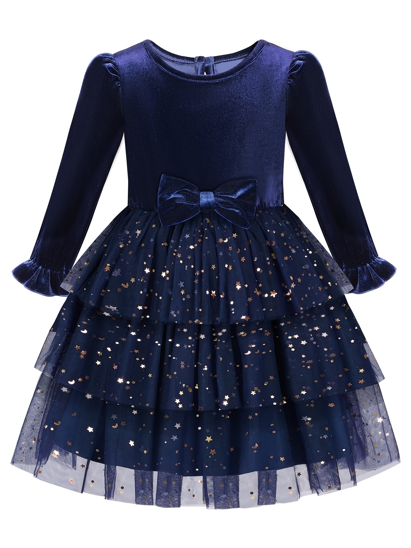 2-7Y Girls Sparkling Sequin & Tulle Tutu Princess Party Dress with Ruffled Sleeves & Layered Skirt - A-Line Knee-Length Winter Dress for Christmas, Birthday, Wedding, Halloween - Shimmering Holiday Outfit with Belt (No Paddin