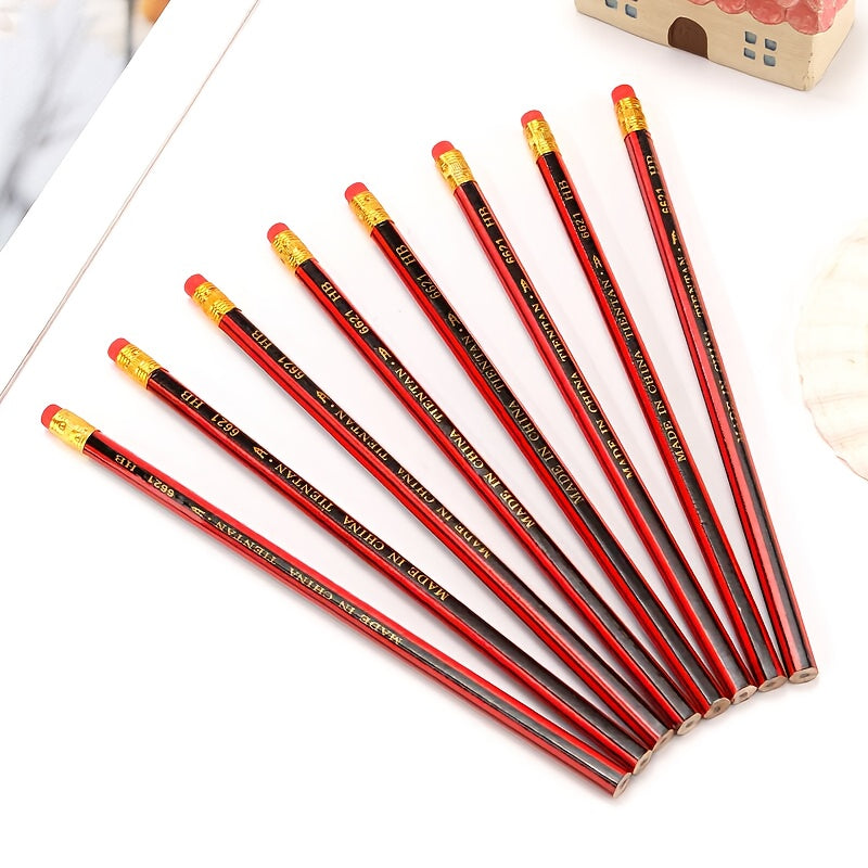 HB Pencils With Eraser 0.3mm Fine Point Red And Black Comfortable Grip For Students Writing Sketching Pack Of 50 Or 100
