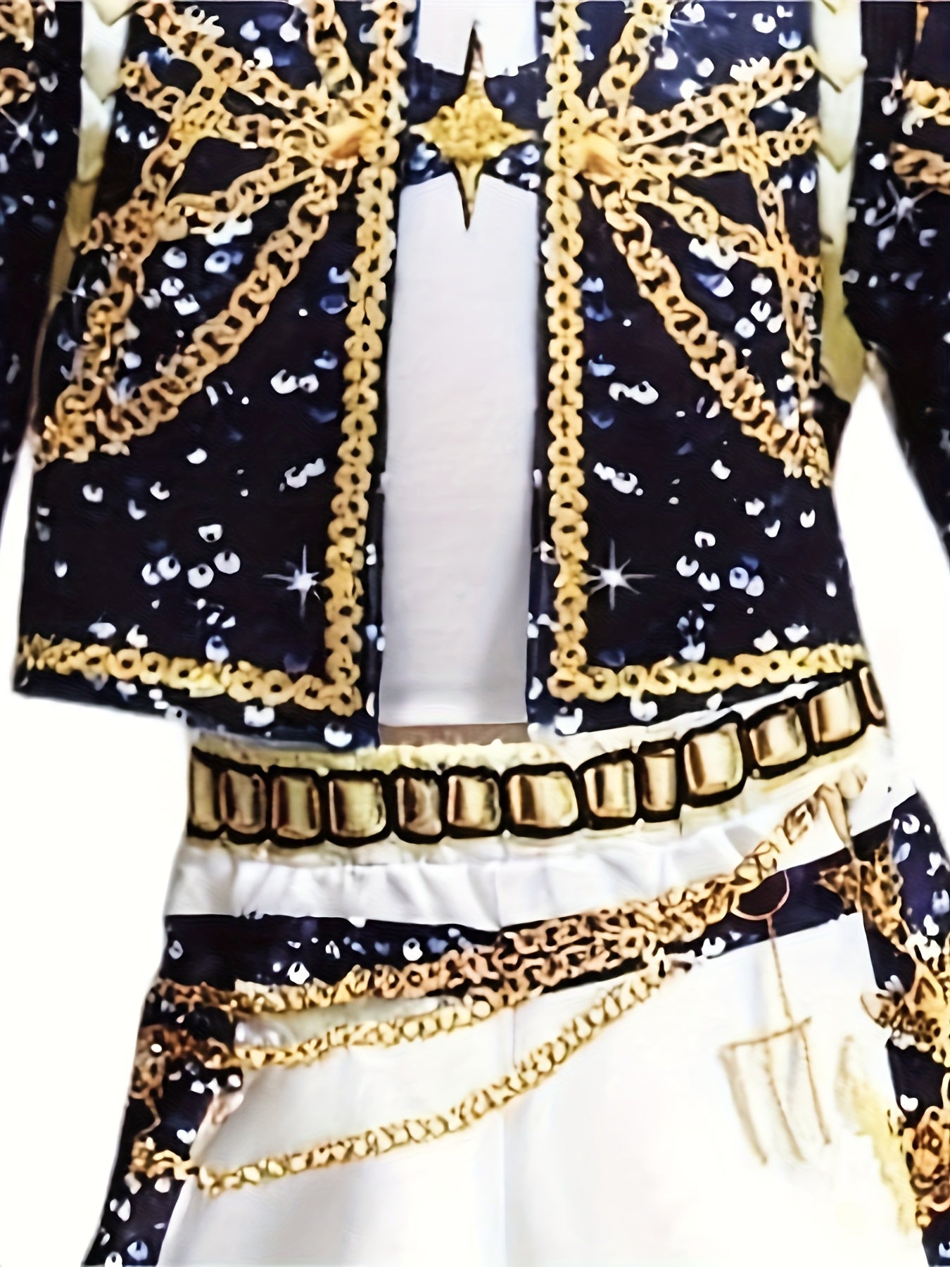 3pcs Set "Pop Singer" Outfit Set, Including Shiny Golden Jacket, Skirt, and Heart Balloon Accessories- Slim-Fit Short Sleeve Set, Suitable for Birthday Performances, Halloween, Christmas Concerts, and Photography, Perfect for