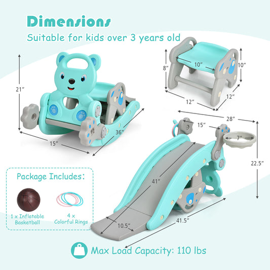 COSTWAY 6 In 1 Toddler Rocking Horse Slide Playset