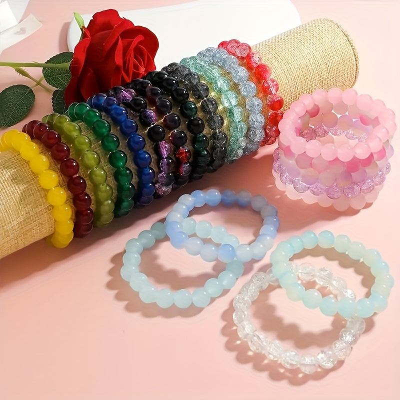 Bohemian Multicolor Glass Bead Elastic Bracelets Set For Men And Women Color Changing Beads DIY Jewelry Supplies Party