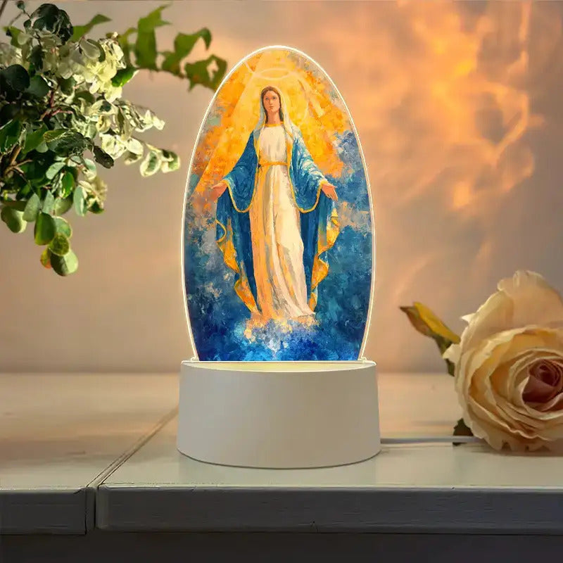 Virgin Mary Night Light USB Powered LED Religious Tabletop Decor
