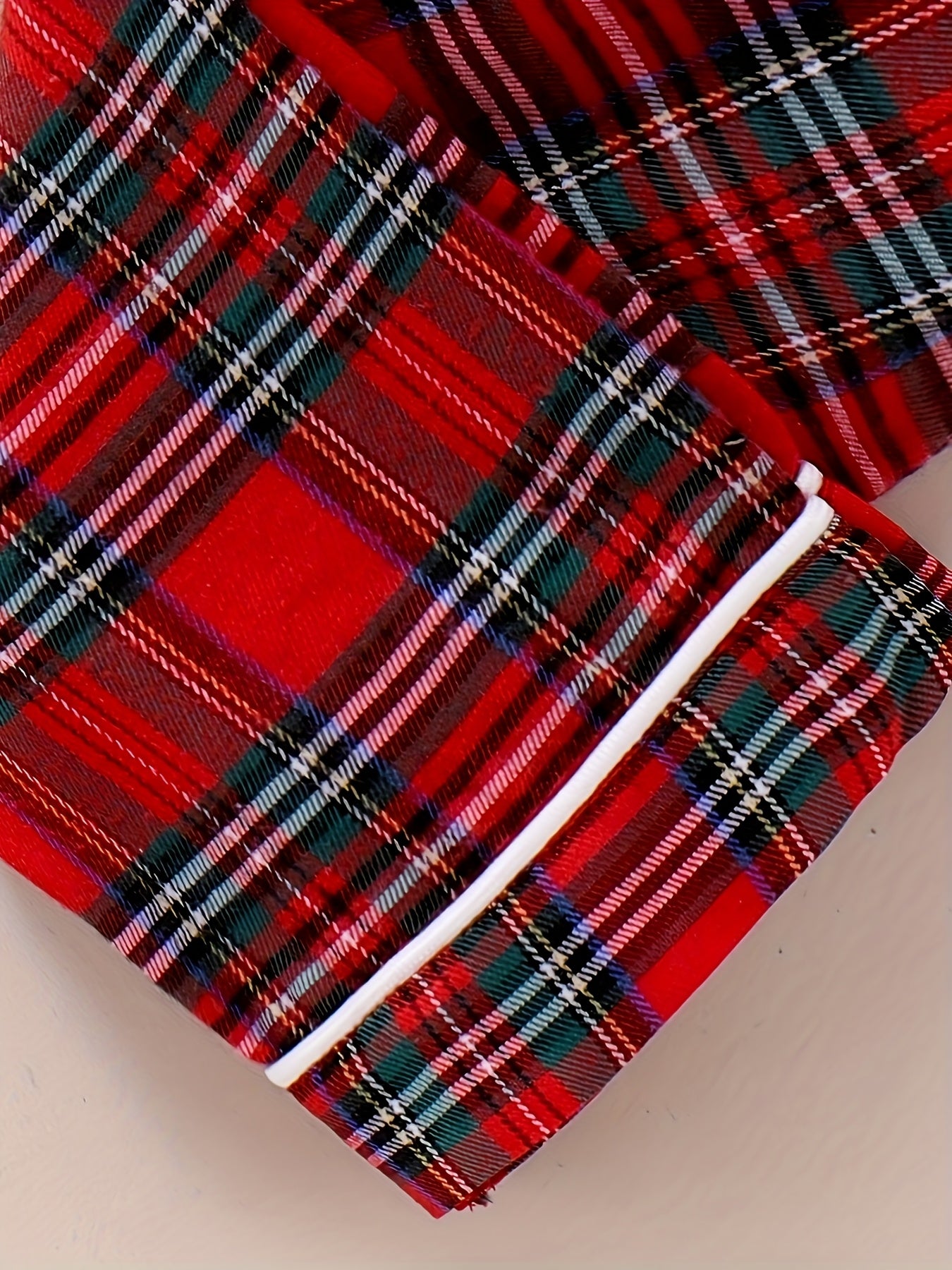 2pcs Girls' Plaid Shirt & Pants Set - Red/White/Black Checkered Toddler Outfit, Long Sleeve Button-Front Blouse & Matching Trousers, Spring/Fall Casual Play Clothes for Olds (Hand Washable), Perfect for Outdoor