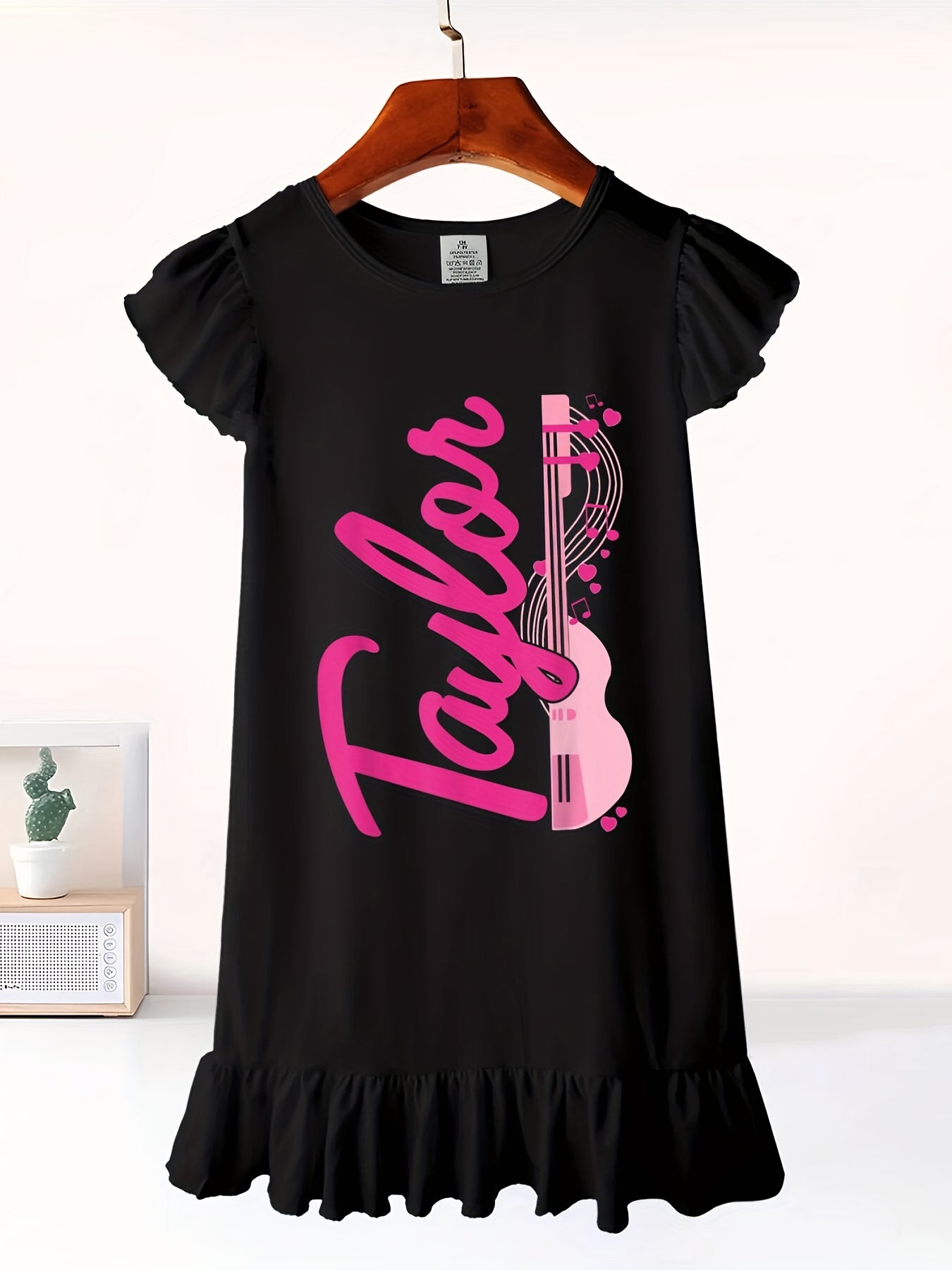 Retro Taylor First Name Personalized Groovy 80'S Dress With Flutter Sleeves - Sleeveless Dress For Girl Kid