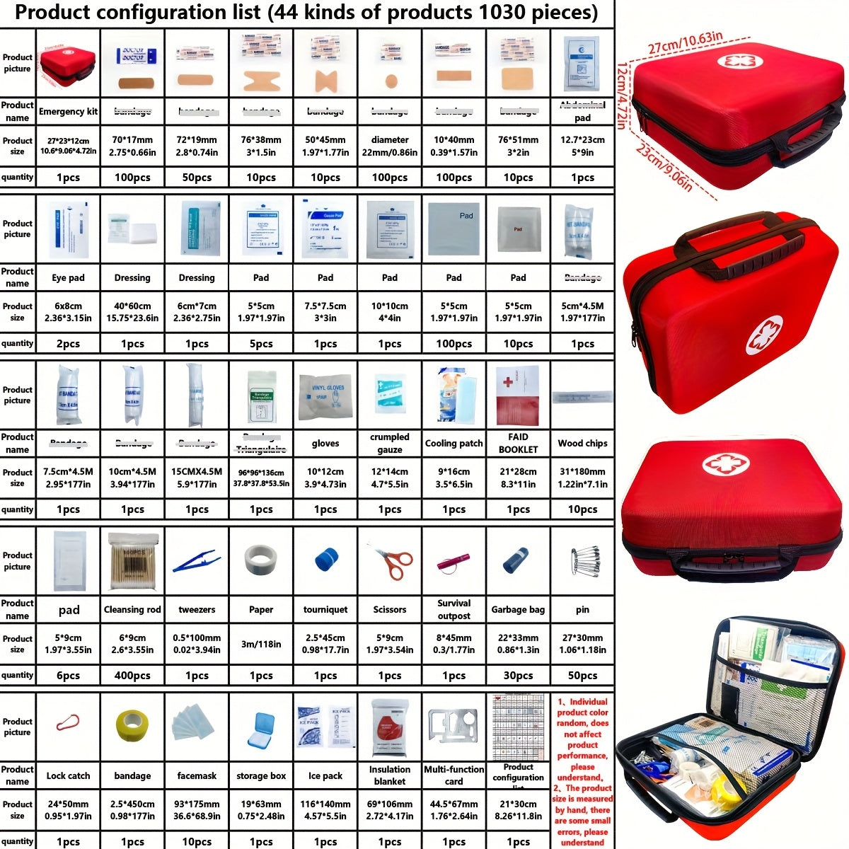 Ultimate 1030pcs Emergency Kit with Scissors, Bandages & Tape - Portable, EVA Material for Home, Office, School Dorms & Road Trips - Ideal Gift for Family & Friends