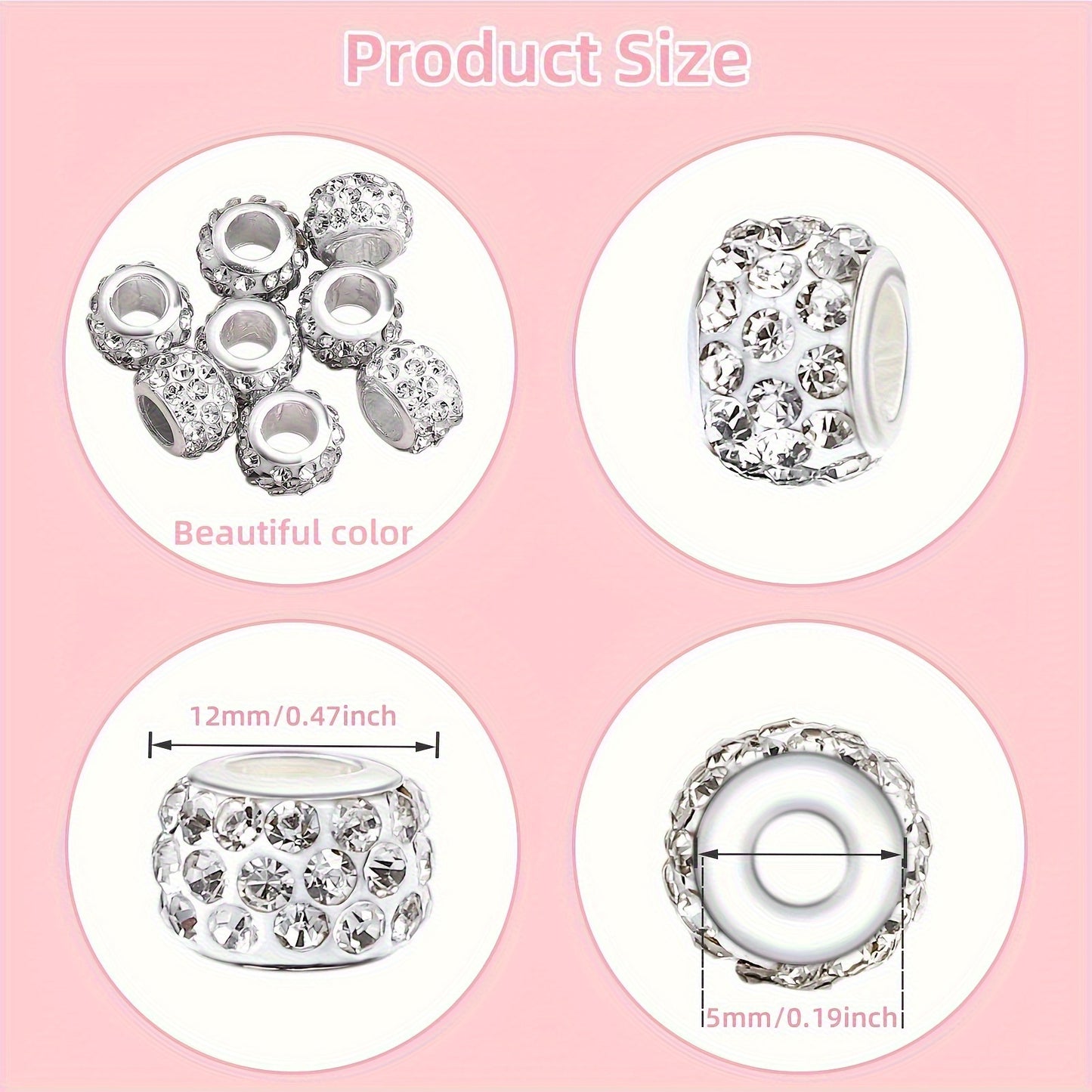 Moissanite Beads For European Style Rhinestone Jewelry Making