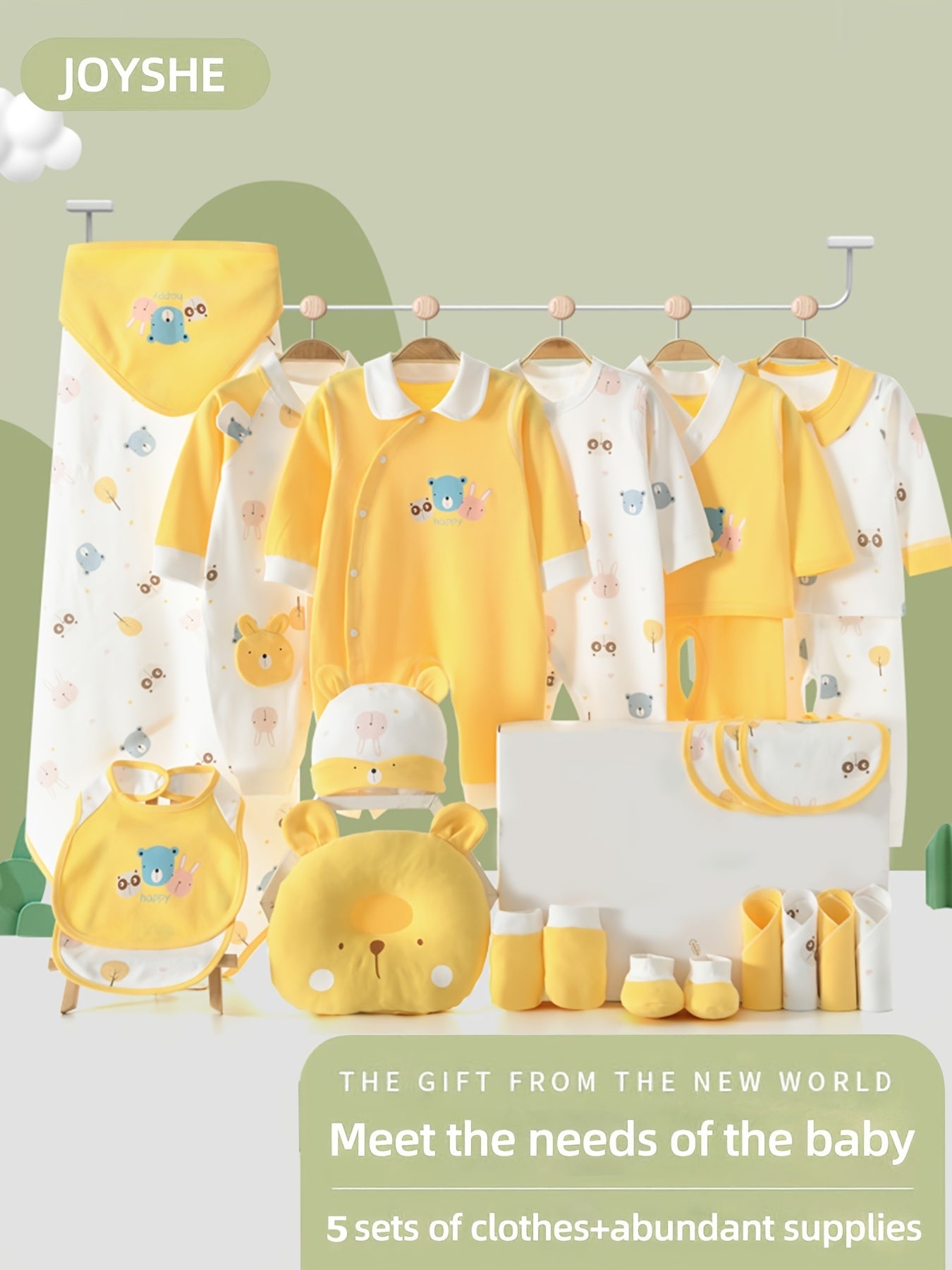 JOYSHE Baby Boy Newborn Essentials Set 27 Piece With Clothes Romper