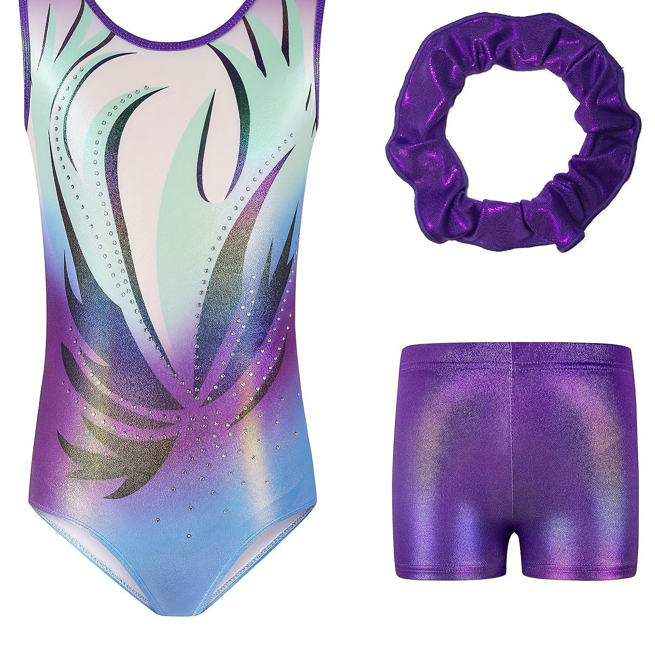 Gymnastics Leotards for Girls with Shorts Sleeveless Sparkly Unitards Biketards Dance Shorts Ballet  Activewear for Dance & Gymnastics Training - Perfect for Parties & Sports Events, Performance Wear, Durable Construction, Co