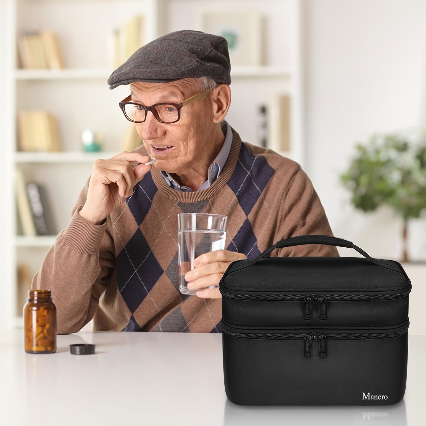 Dual-Layer Lockable Medicine Organizer Bag with Adjustable Partitions - Food-Safe Nylon Pill Case for Prescription Bottles, Vitamins & Medical Supplies - Travel, Home & Car Storage (Empty Bag Only), Pill Box for Purse