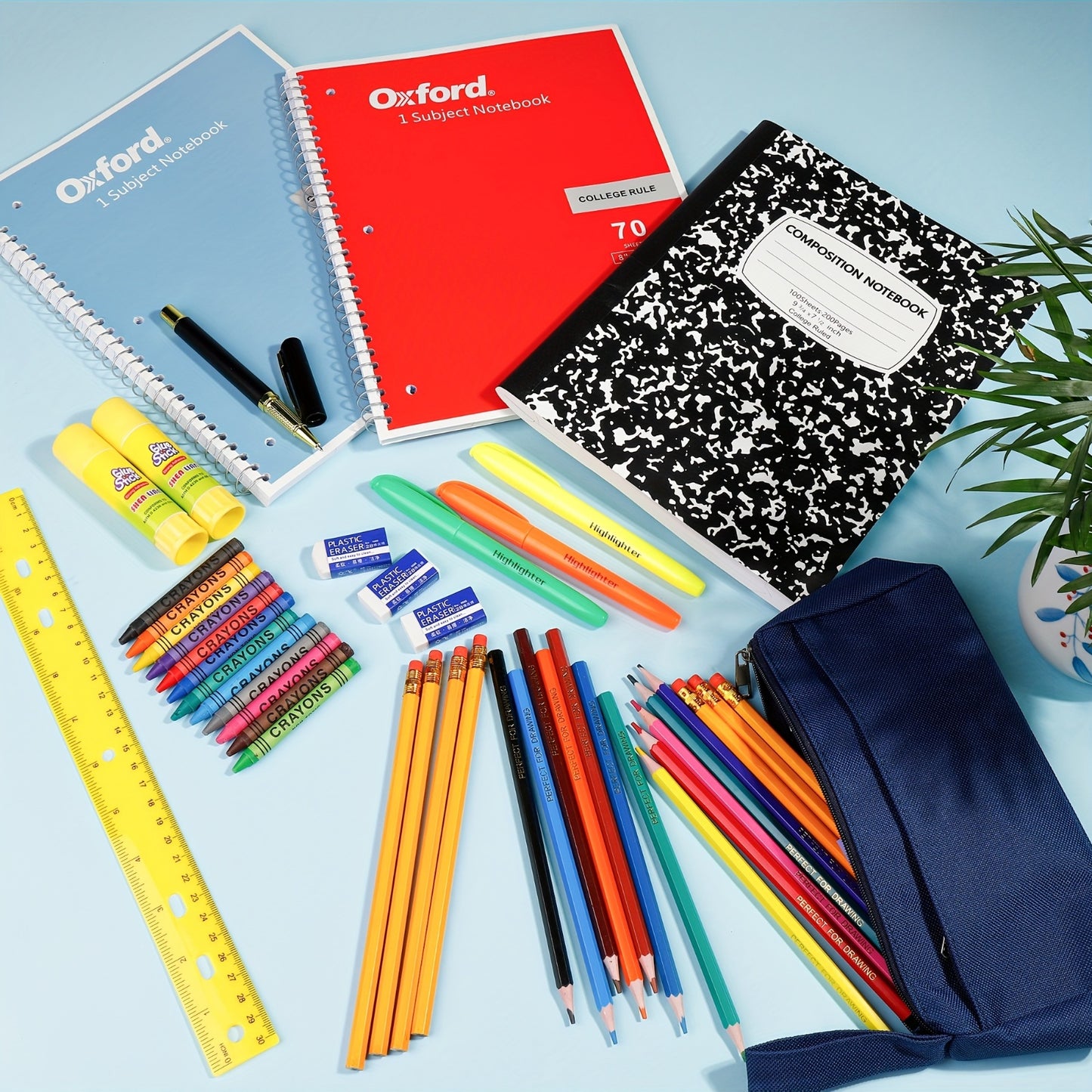 45pcs Stationery Set, Essential School Supplies, Including Folders, Notebooks, Pencils, Pens And Many Other Items