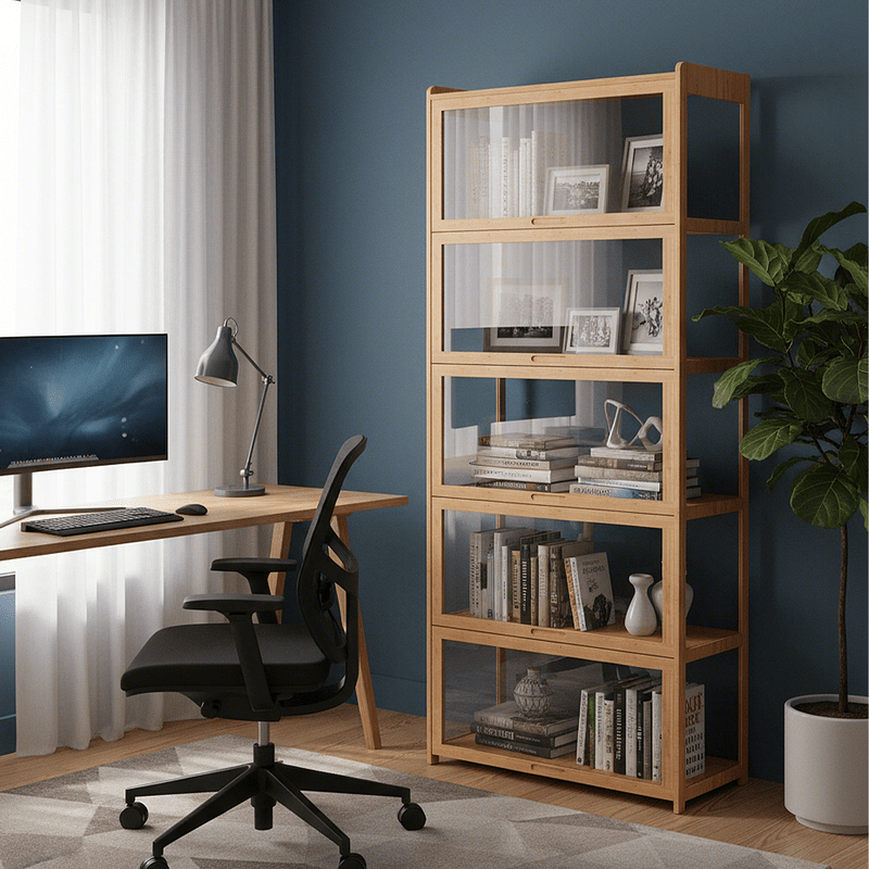 MAGSHION Display Cabinet With Acrylic Doors Five Tier Curio Cabinet