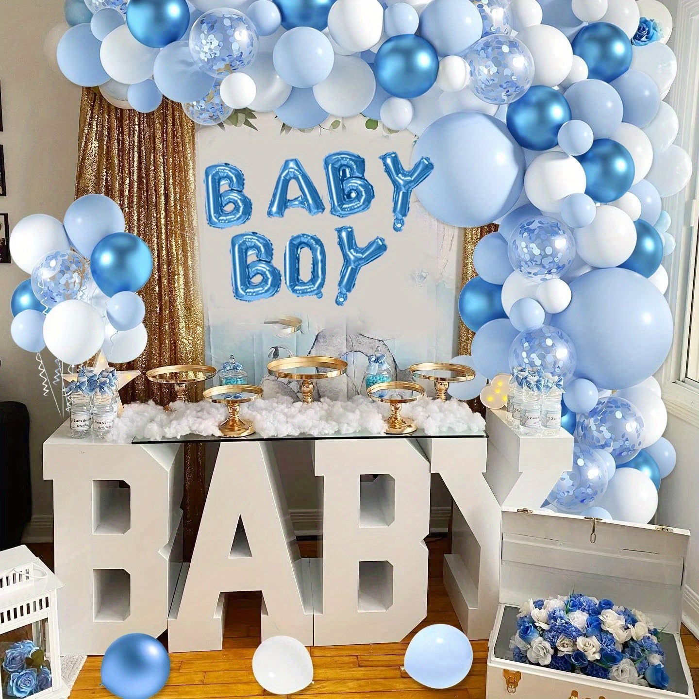 Dusty Blue White Balloon Arch Kit Pastel Light Blue White Balloon Garland Kit Garland Arch Kit 5/ 12/ 18 Inch Different Size Balloons for Birthday Gender Reveal Anniversary Decorations Interesting Convenient