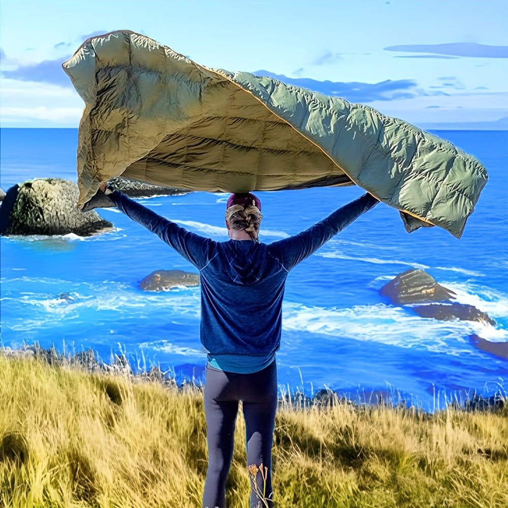Outdoor Camping Puffy Blanket Foldable, Lightweight And Warm | Suitable For Outdoor, Car, Sofa, Travel, Stadium, Festival, Beach, Hammock | Camping Gear And Equipment, Car Accessories, Camping Must Haves Blankets, Local Wareh