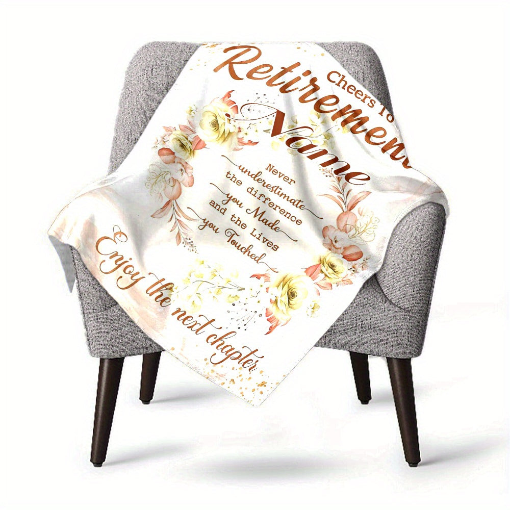 Customizable Retirement Celebration Blanket - Cozy Polyester Throw with Inspirational Message, Digital Print, All-Season Knit Fabric for Living Room, Bedroom, Sofa, or Camping, Retirement Gifts