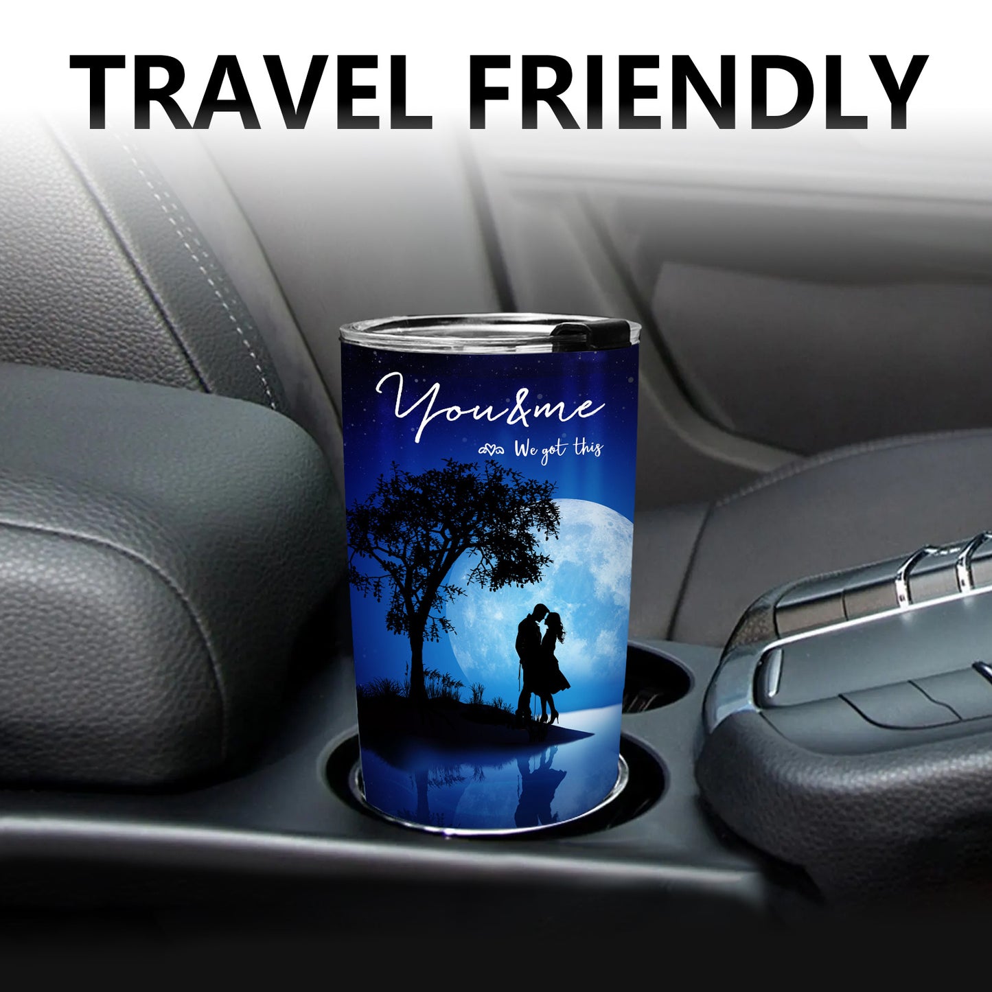 Foloda 20oz Insulated Husband Tumbler from Wife - Romantic "Never Forget I Love You" Travel Mug with Leak-Proof Lid, Moonlit Couple Design & Heartfelt Quotes - Valentine's Day, Christmas, Birthday Gifts for Him