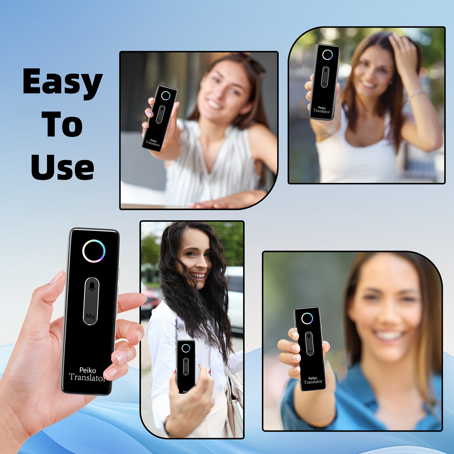 Peiko X9 Voice Translator with 136 Languages, Wireless & Offline Translation, Rechargeable Battery, Type-C Charging, Compact Design for Travel & Group Use Headphones