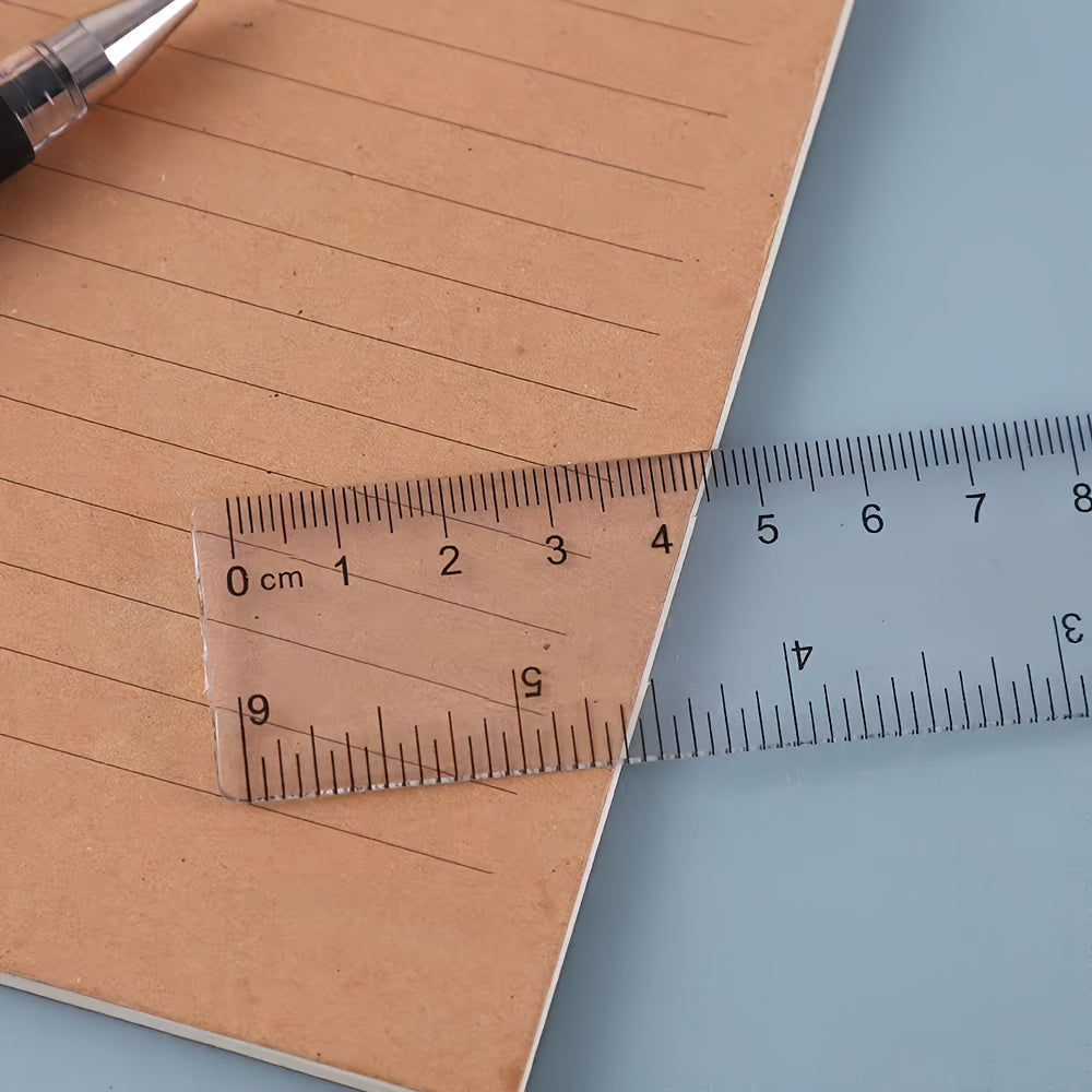 4pcs set of transparent plastic rulers, a geometric figure set, with inch and metric measurements, suitable for teaching and office use.