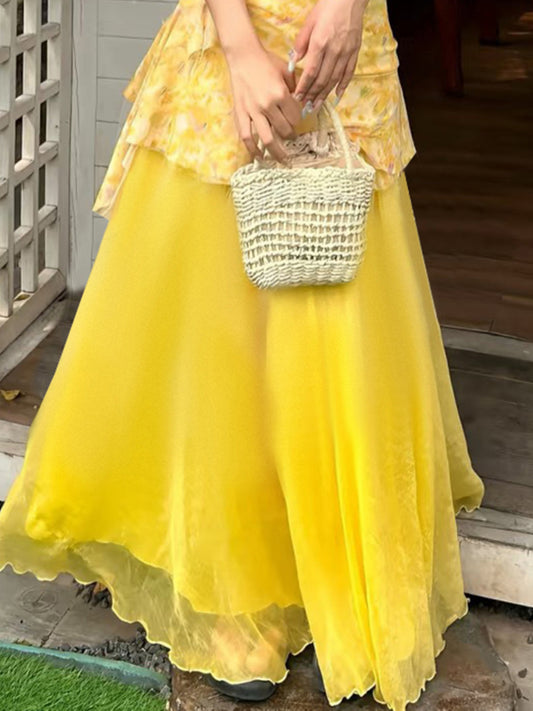 Scacto Women'S Elegant French Chic Camisole Midi Dress | Soft Fabric Classic Fit with Irregular V-Neck and Floral Print, Trendy High Waist Mesh Patchwork Design, Perfect for Spring Summer Weekend Errands and Casual Friday, Li