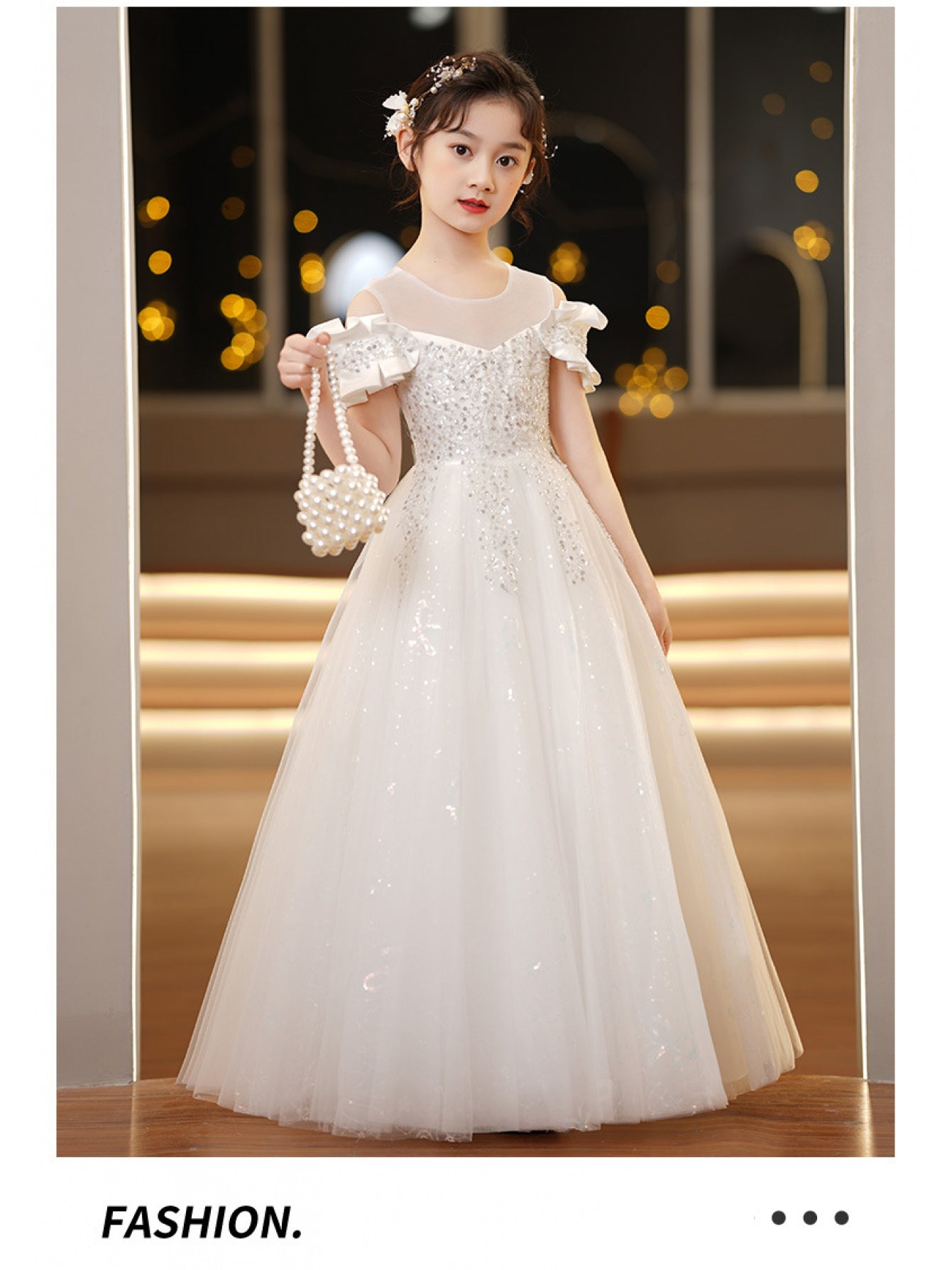 Girls Formal Princess Catwalk Dress Luxury Long Wedding Dress Special Occasions
