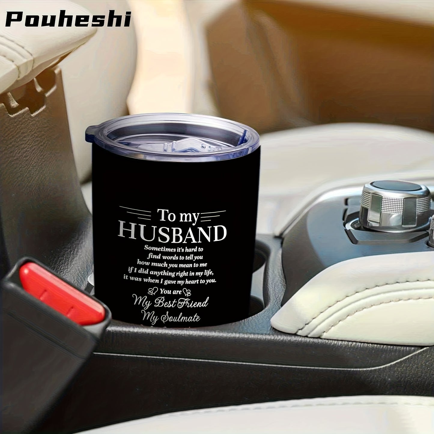 1pc 20oz Stainless Steel "to My Husband" Insulated Water Bottle with Sliding Lid & Straw - Double-Wall Vacuum Insulation, Leak-Proof, -Slip Grip, Message Engravable - Reusable Gift for Husband, Christmas, Anniversary, Valenti