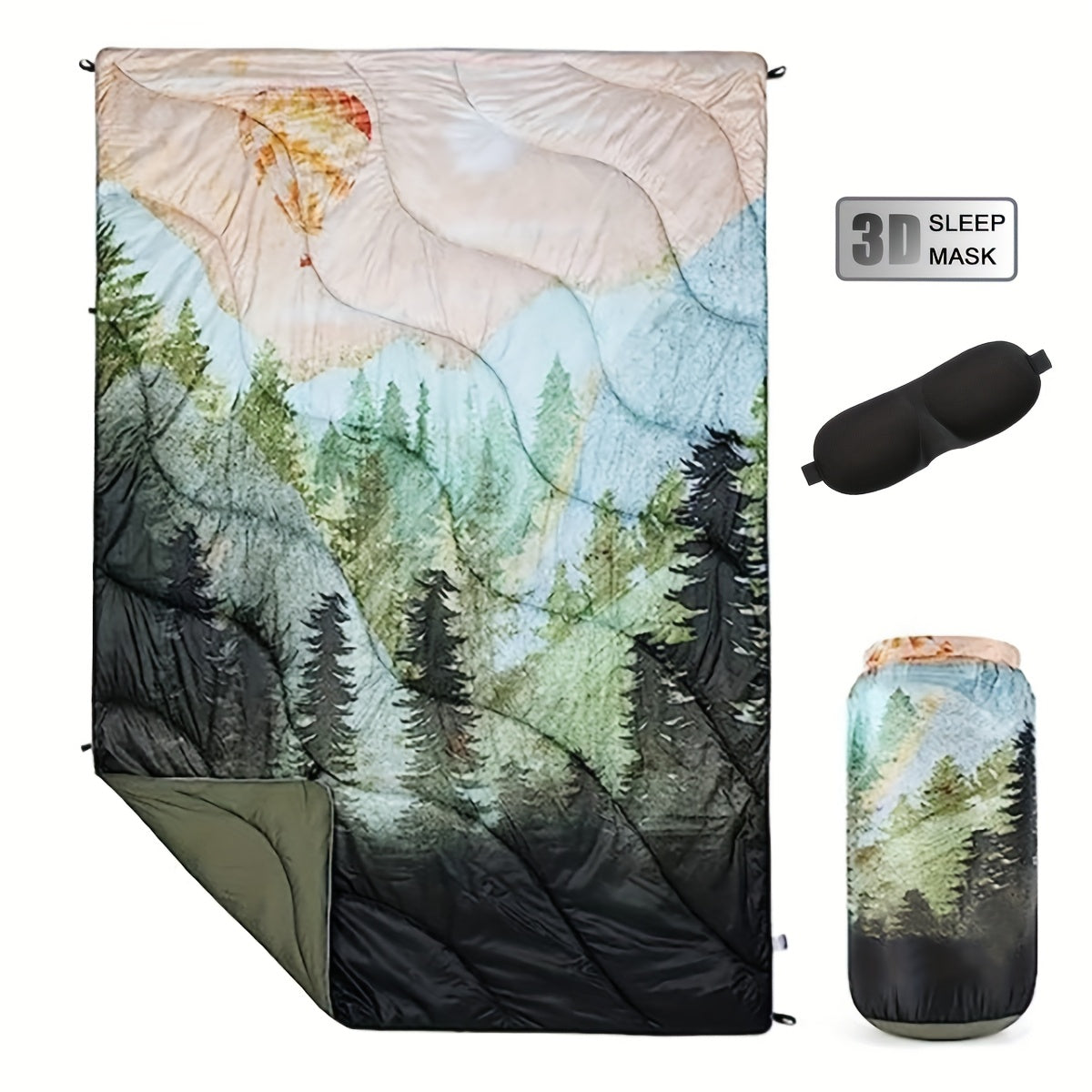 Ultra-Lightweight High Quality & Windproof Puffy Camping Blanket - All-Season Down Alternative Insulation, Portable Compact Travel Blanket with Carry Case, Fill for Camping, Hiking, Beach, Picnic, Indoor/Outdoor Use - Machine