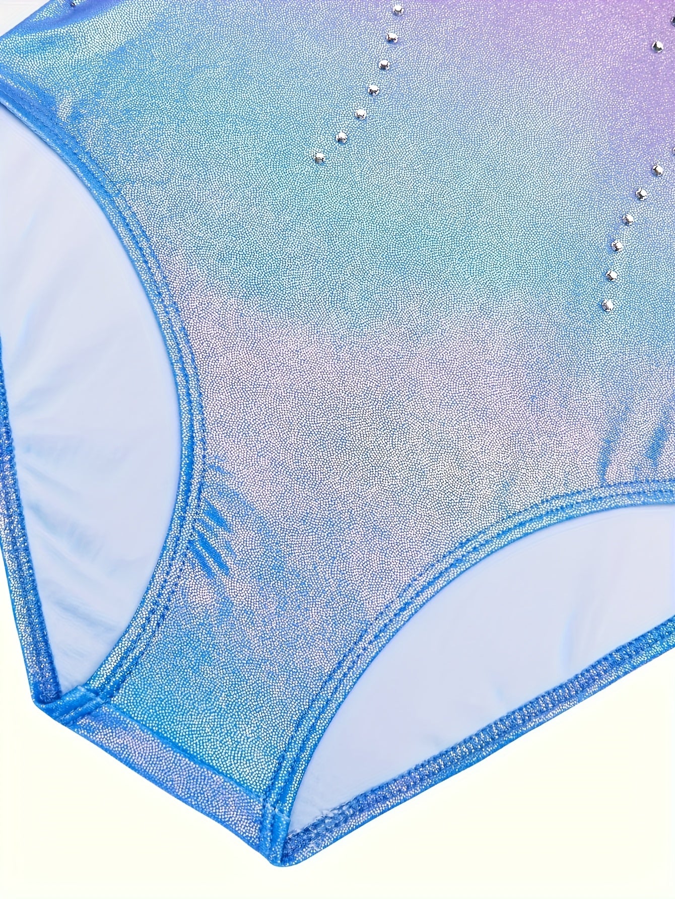 Girls Gymnastics Set Leotard Shorts Hair Tie With Gradient Glitter