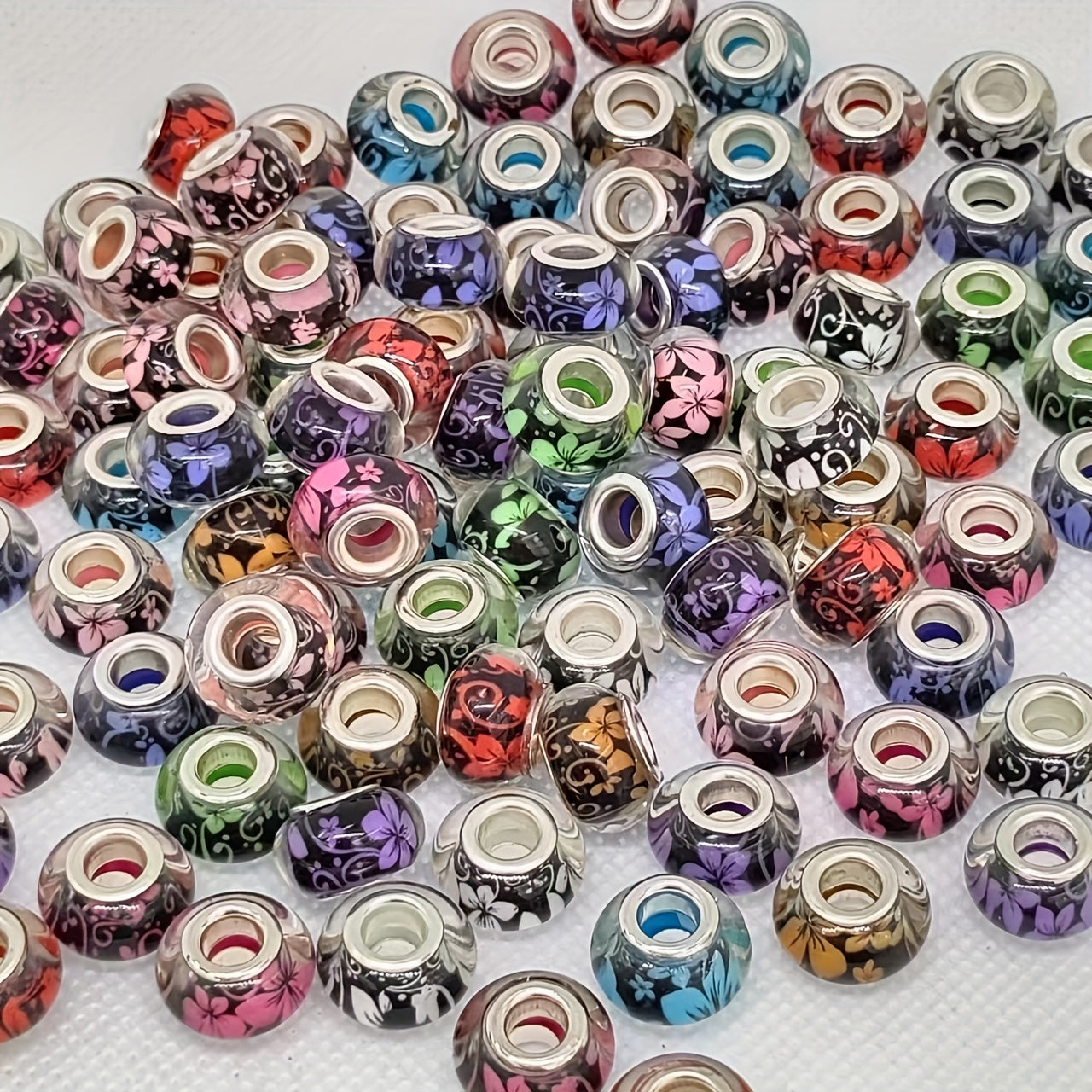 Glass Beaded Beads for Jewelry Making | 50pcs Patterned DIY Craft Beads | Casual Style | Suitable for Beginners