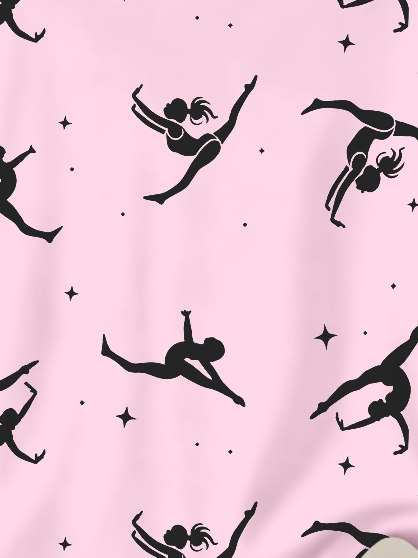 Girls 3D Print Gymnastics Two Piece Outfit With Crew Neck