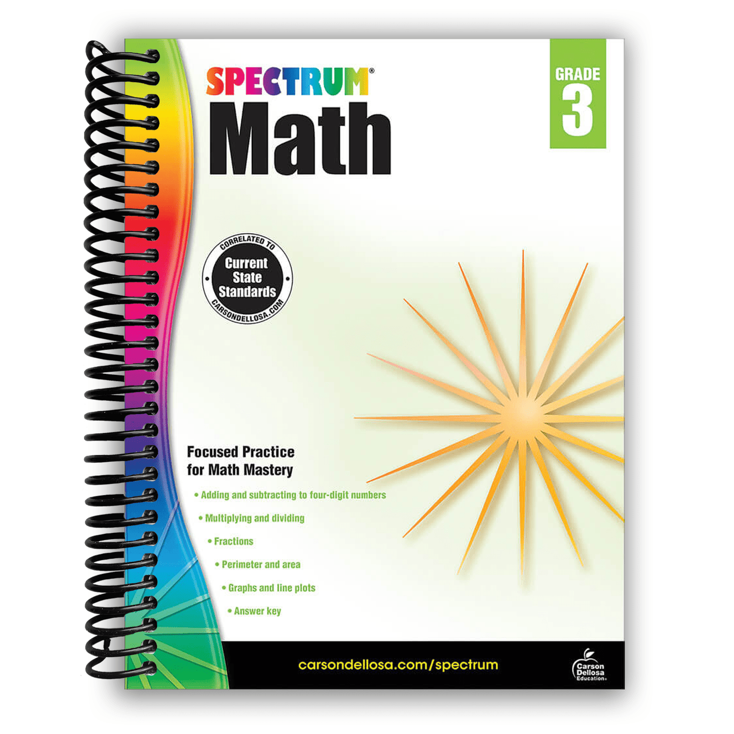 Spectrum 3rd Grade Math Workbooks, Ages 8 to 9, Math Workbooks Grade 3, Multiplication, Division, Fractions, Addition and Subtracting to 4-Digit Numbers - 160 Pages (Volume 4) (Spiral Bound)