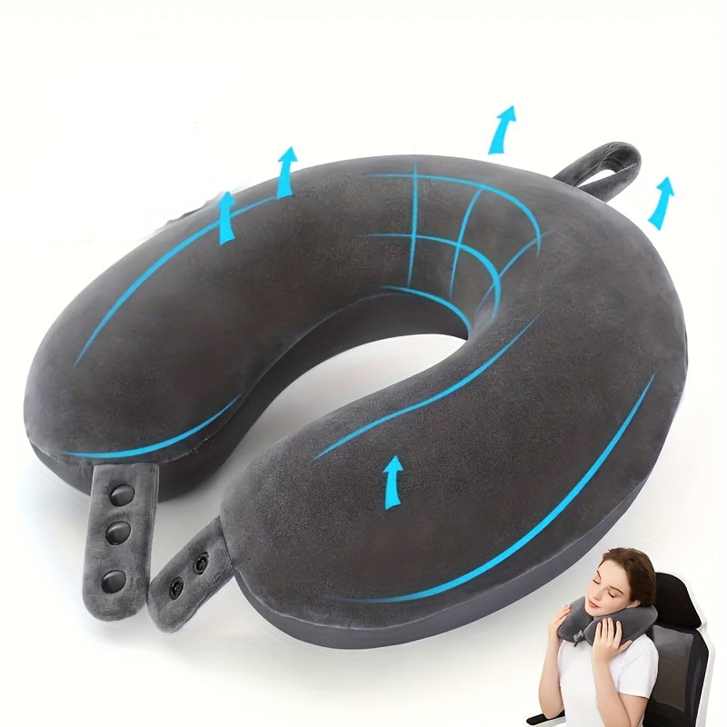 Adjustable Travel Pillow, Medium Soft U-shaped Head Support, Polyester Cover, Spot Clean, 100% Padding, Suitable for Sleeping, Airplane, Car And Home Use, Pillow for Airplane Travel, Ergonomic Travel Pillow, Wrap Around Trave