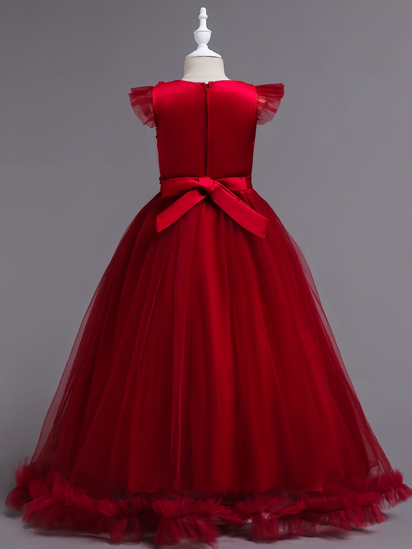 2025 New Arrival Girls Princess Style Tulle Gown With 3D Floral Bodice And Large Ballgown Skirt For Weddings And Parties