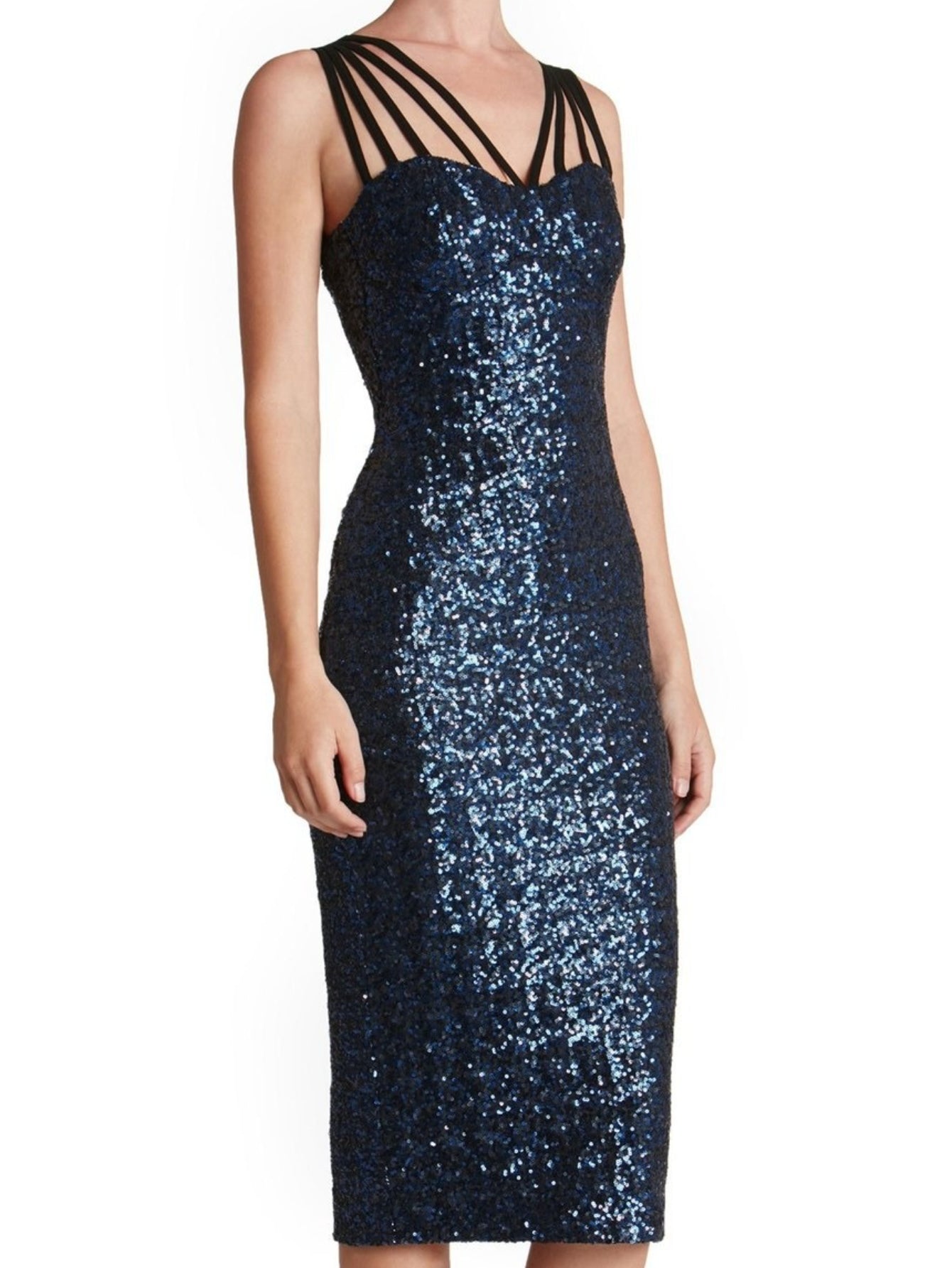 HERTALK Evening Dress for Women | Sexy, Backless Dress with Sequins and Straps, V-Neck, Long Sleeve, Belted, Long Length