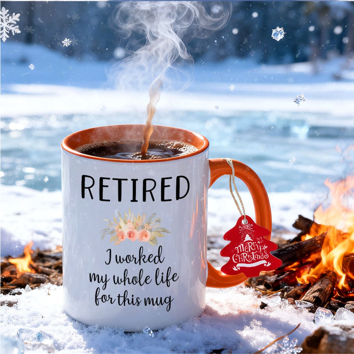 1pc 11oz Retired-Themed Mug with Retired Label & Coffee Bean Design - Dishwasher Coffee Cup for Retirees, Gift for Retiring Coworkers, Men & Women, Durable Retirement Party Accessories (Black/White)