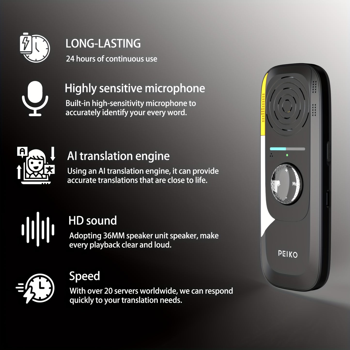 Portable Language Translator Device, Two-Way Instant Translator, APP Online Voice Translation, 136 Languages Supported, High Accuracy Translator Device for Travel Business Learning