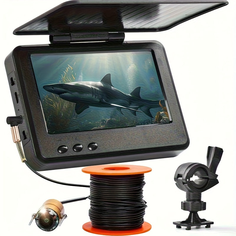 Latest Upgraded Version 4.3-inch Single-sided Screen Shielded Fishing Viewing Set, Fish Finder, HD Underwater Camera, Underwater Fishing Tool, 140° Wide-angle Lens, Fish-attracting Light, Perfect for Fishing Enthusiasts, Bir